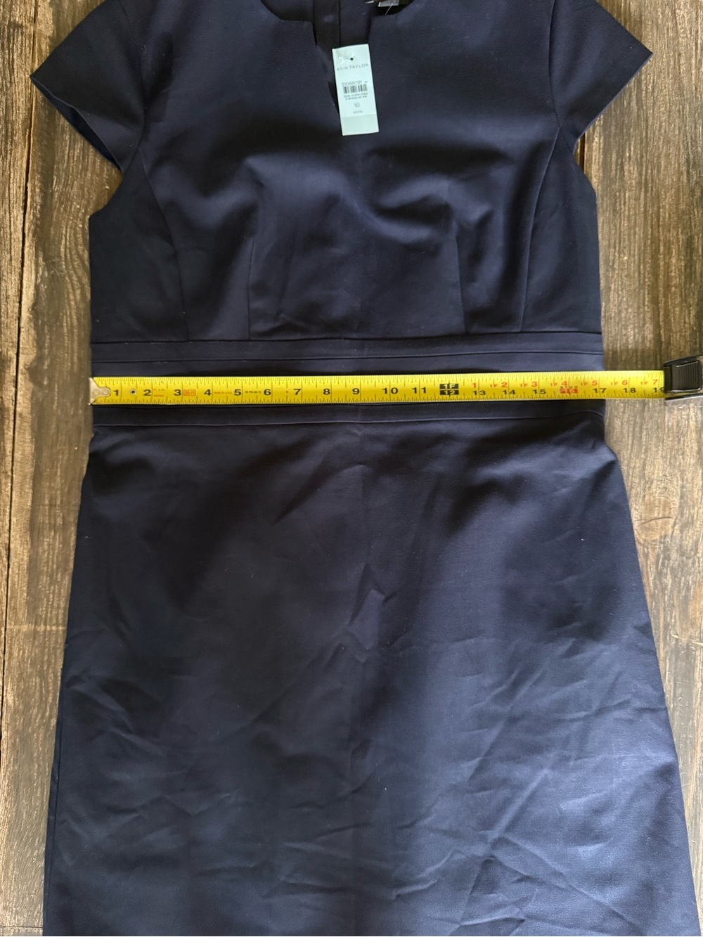 Ann Taylor Petite Navy Cap Sleeve Shift Dress 10P New With Tags - Picture 3 of 9